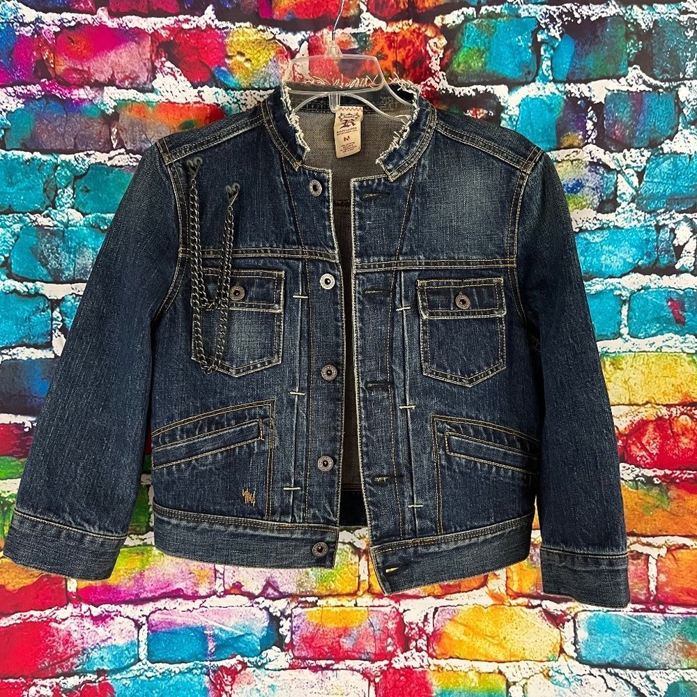 Ralph Lauren Dark Indigo Denim Jacket with Cream and Red Patch - Picture 2 of 7